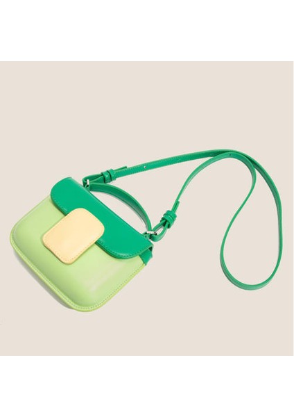 Renk Eşleşen Basit ve Şık Koltuklu Torba, Kontrast Renk Kare Toka Bayanlar Messenger Omuz Çantası (Yurt Dışından)