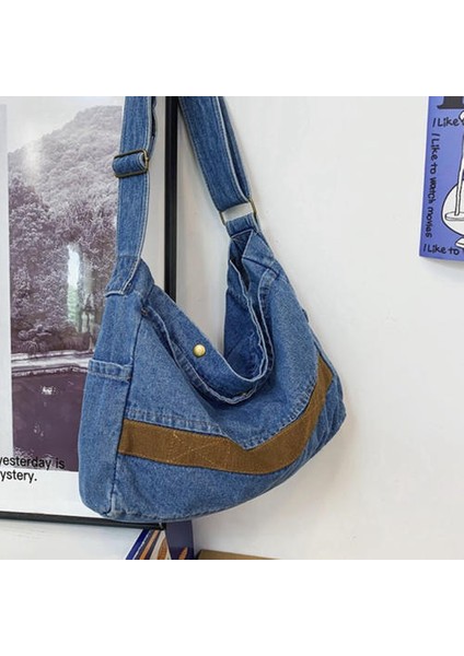 Vintage Denim Gündelik Çanta, Sokak Tek Omuzlu Messenger Çantası (Yurt Dışından)