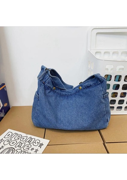 Vintage Denim Gündelik Çanta, Sokak Tek Omuzlu Messenger Çantası (Yurt Dışından)