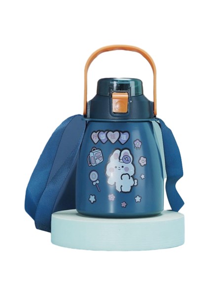 850ML Termos Kupası, Büyük Göbek Şekli Samanlı Karikatür Desenli Çocuklar Için Uygun Büyük Göbek Şekeri 304 Paslanmaz Çelik Hediye Termos Kupası Için Uygun (Yurt Dışından) fiyatları