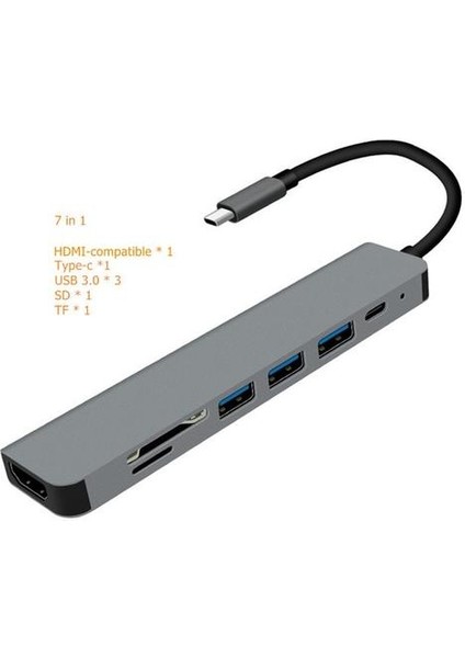 Gri Tip C A C A To HDMI 4K USB C 3.0 Sd Tf Kart Okuyucu Adaptörü MacBook Samsung Dex Xiaomi 10 Projektör Tv Monitörü | (Yurt Dışından)