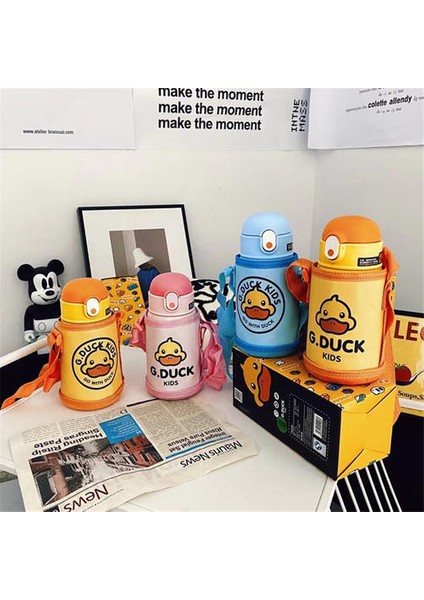 400ML Küçük Sarı Ördek Deseni ve Saman Kayışı ile Çocuk Su Şişesi, Büyük Kapasiteli Su Şişesi ile Ilkokul Öğrencileri Için Uygun Çift Amaçlı (Yurt Dışından) fırsatları