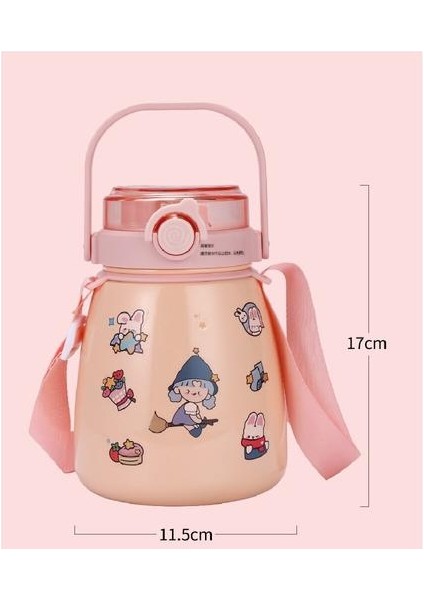 1l Yalıtımlı Su Kupası, Çift Içme Potu Göbek Şekli 304 Paslanmaz Çelik Çocuklar ve Samanlı Öğrenler Için Uygun Hediye Yalıtımlı Su Kupası Için Uygun Büyük Kapasite (Yurt Dışından) fiyatları