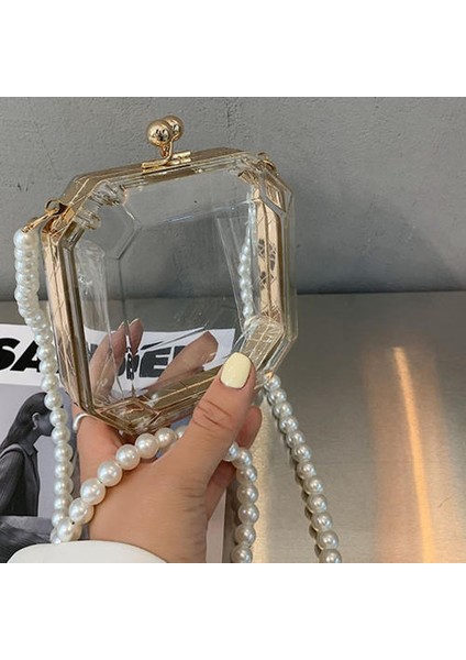 Crossbody Mini Şeffaf Kutu Çantası, Moda Bir Omuz Crossbody Akrilik Kadın Çanta (Yurt Dışından)