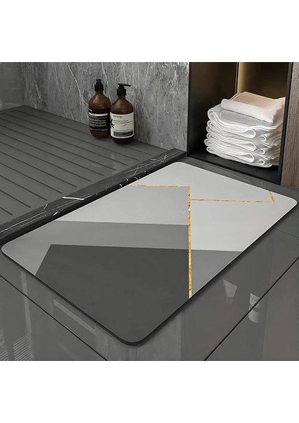 Kaymaz Banyo Paspas Emici Banyo Paspas Diatomit Mikrofiber Banyo Paspas Yumuşak Hızlı Kuru Gri 4060 cm Jiujiuso (Yurt Dışından)