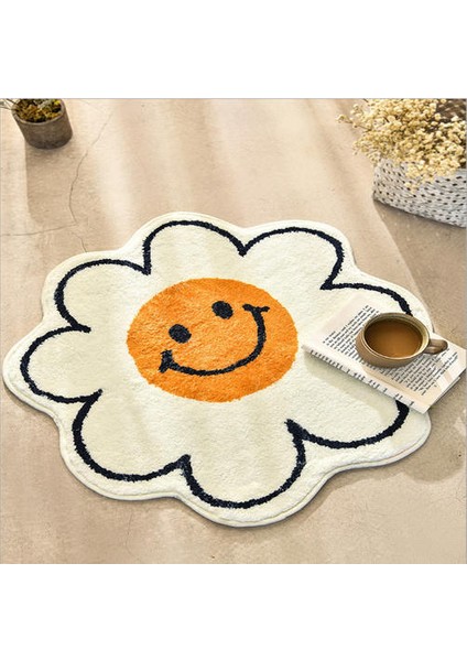 Smiley Ayçiçeği Zemin Paspası, Taklit Kaşmir Banyo Banyo Emici Şekilli Halı (Yurt Dışından)