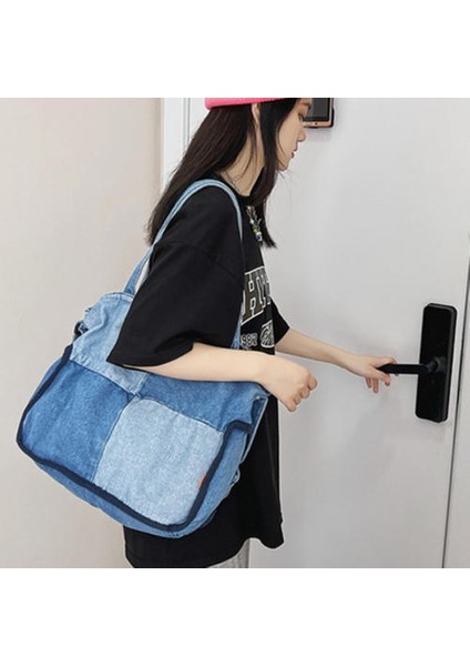Büyük Kapasiteli Japon Kot Omuz Çantası, Üniversite Öğrenci Tote Çantası, Niş Sınıfı Messenger Çantası (Yurt Dışından)