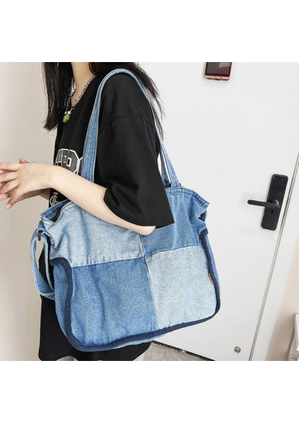 Büyük Kapasiteli Japon Kot Omuz Çantası, Üniversite Öğrenci Tote Çantası, Niş Sınıfı Messenger Çantası (Yurt Dışından)