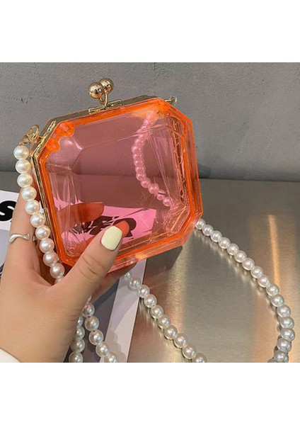 Crossbody Mini Şeffaf Kutu Çantası, Moda Bir Omuz Crossbody Akrilik Kadın Çanta (Yurt Dışından)