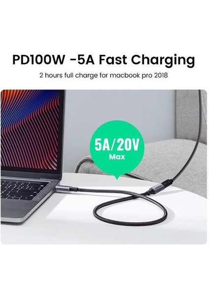 Siyah USB C Uzatma Kablosu Erkek Kadın Tipi C Uzatma Kablosu Thunderbolt 3 Nintendo Anahtarı MacBook Pro Google Piksel 3 2 | Veri Kablosu (Yurt Dışından)