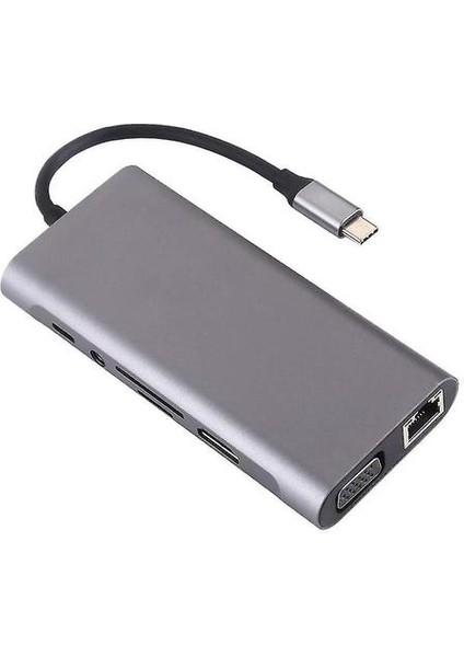 Tip-C Bağlantı Istasyonu 11 Bir Arada HDMI Ağ Kartı ile Hepsi Bir Arada Dönüştürücü Macbook Için USB Hub Yerleştirme Istasyonu (Yurt Dışından)