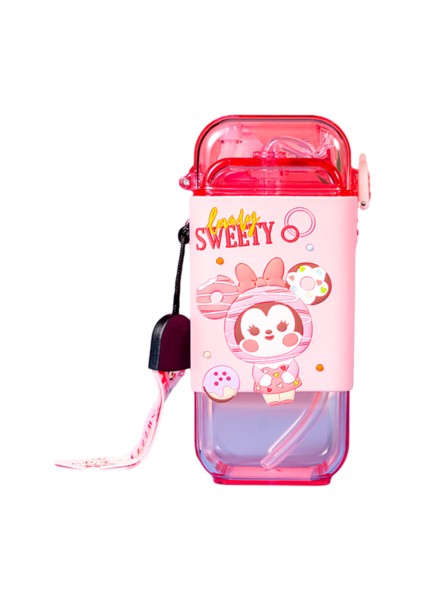 280ML Kare Saman Fincan, Karikatürlü Dondurulmuş Desenli Çocuklar Için Uygun Samanlı Saman Kabı (Yurt Dışından)