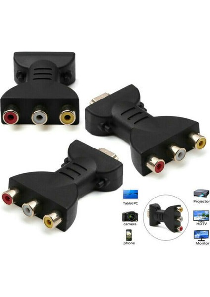HDMI Erkek 3 Rca Kadın Kompozit Av Ses Video Adaptörü Tv Için 4 K Dönüştürücü (Yurt Dışından)