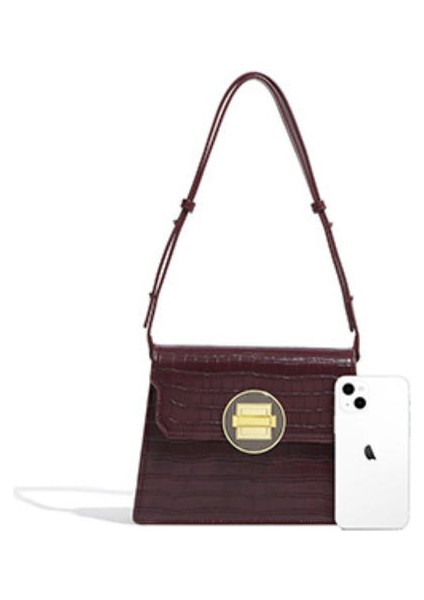 Under Embuette Retro Messenger Küçük Kare Çanta, Timsah Desen Niş Işık Lüks Omuz Çantası (Yurt Dışından)