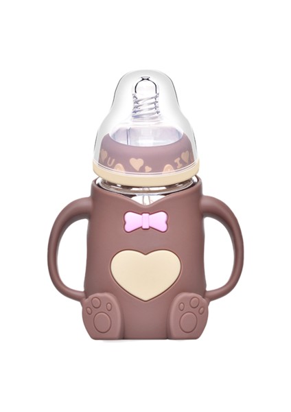 240ML Cam Bebek Silikon Anti-Fall Anti-Colic Besleme Şişesi Için Beslenme Şişesi (Yurt Dışından)