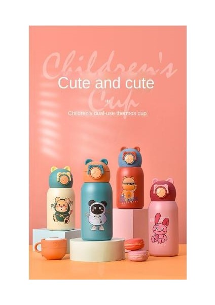 600ML Yalıtım Kabı, 316 Paslanmaz Çelik Karikatür Desenli Saman Kupası Kupa Kapak Yalıtım Kupası (Yurt Dışından) indirimleri