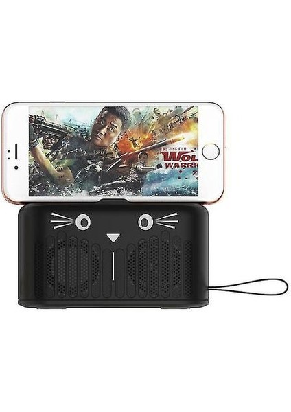 Siyah Kablosuz Bluetooth 4.2 Hoparlör Sevimli Kedi Taşınabilir Mini Karikatür Subwoofer Telefon Tutucu AZ15395 (Yurt Dışından)