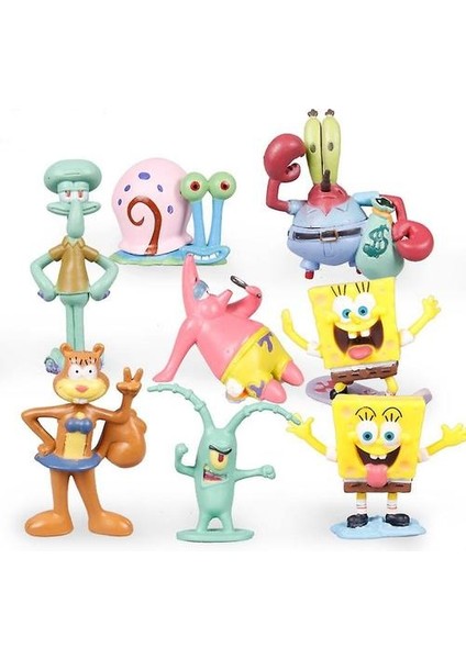 Spongebob Squarepants Spongebob Squarepants Kafa Şekil Seti 8 Adet Mini Figürler Bebek Seti Anime Oyuncak Bebek Heykelcik Araba Dekorasyon Süsler Çocuklar Için Hediye (Yurt Dışından)