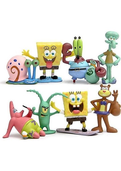 Spongebob Squarepants Spongebob Squarepants Kafa Şekil Seti 8 Adet Mini Figürler Bebek Seti Anime Oyuncak Bebek Heykelcik Araba Dekorasyon Süsler Çocuklar Için Hediye (Yurt Dışından)