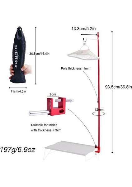 Ayrılabilir Fener Standı Lambası Tripod Kamp Lambası Braketi Lambası Tutucu Taşınabilir Kamp Aksesuar Lambası Tutucu | Açık Araçlar (Kırmızı) (Yurt Dışından)