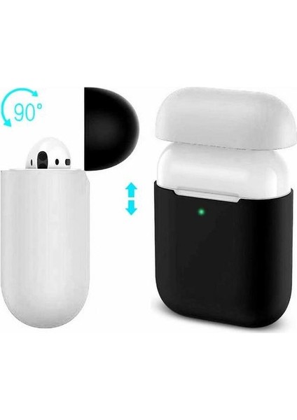 2 Paket Uyumlu Durumda Ultra Ince Yumuşak Kapak Silikon Koruyucu Cilt Apple Airpod Için 1 2 Durumda (Beyaz * Siyah) (Yurt Dışından)