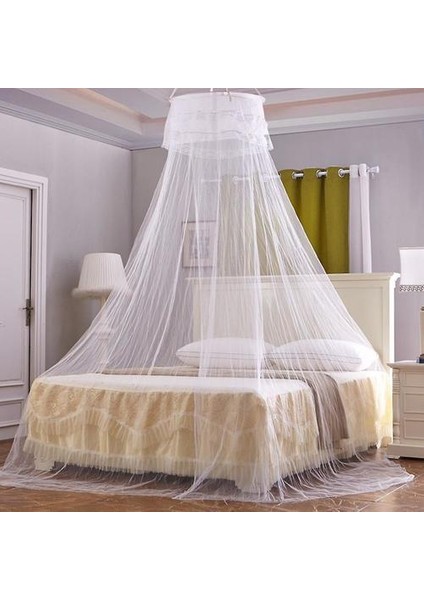 Yuvarlak Sivrisinek Net Yatak Gölgelik Kurulumu Kolay (60X260CM) (Beyaz) (Yurt Dışından)