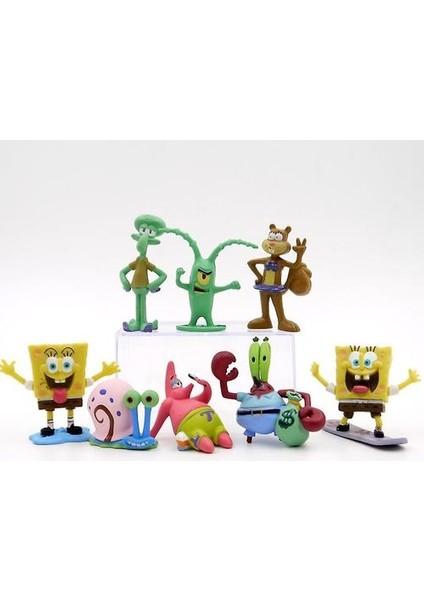 Spongebob Squarepants Spongebob Squarepants Kafa Şekil Seti 8 Adet Mini Figürler Bebek Seti Anime Oyuncak Bebek Heykelcik Araba Dekorasyon Süsler Çocuklar Için Hediye (Yurt Dışından)
