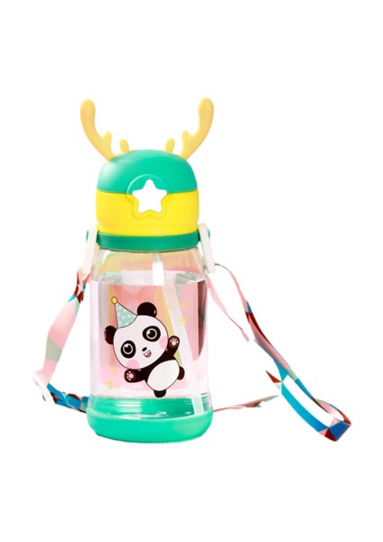 600ML/700ML Boynuzlu Plastik Bardaklar ve Pipetler ile Pipetler, Kayışlarla Açık Bardaklar Için Uygun Büyük Kapasite Portatif Kapasite (Yurt Dışından)