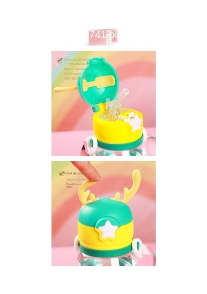 600ML/700ML Boynuzlu Plastik Bardaklar ve Pipetler ile Pipetler, Kayışlarla Açık Bardaklar Için Uygun Büyük Kapasite Portatif Kapasite (Yurt Dışından) modelleri