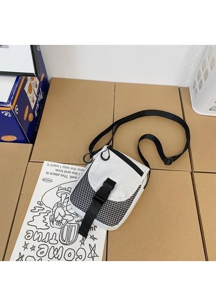 Harajuku Sokak Moda Araçları Küçük Omuz Çantası, Hong Kong Tarzı Retro Hip-Hop Öğrenci Messenger Cep Telefon Çantası (Yurt Dışından)