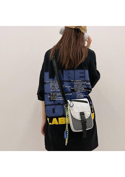 Harajuku Sokak Moda Araçları Küçük Omuz Çantası, Hong Kong Tarzı Retro Hip-Hop Öğrenci Messenger Cep Telefon Çantası (Yurt Dışından)