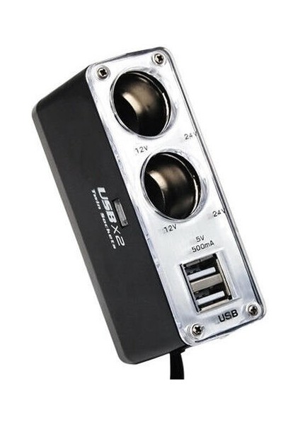 2 Yollu Dc 12 V Araba Çakmak Adaptörü Soket Çift USB Port Şarj (Yurt Dışından)