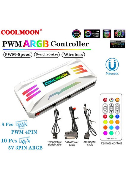 Durumda Fan Denetleyicisi Pwm 4pin Soğutma Fanı 5 V 3pin Argb Rgb Bilgisayar Şasi Hayranları Anakart Senkronizasyon Için (Yurt Dışından)