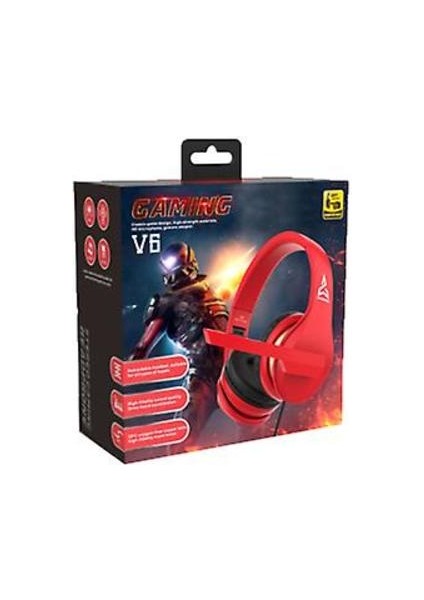 Pc Dizüstü Ps4 Ps5 Xbox One Için 3,5 mm Oyun Kulaklığı Mıc LED Kulaklıklar (Kırmızı) (Yurt Dışından)