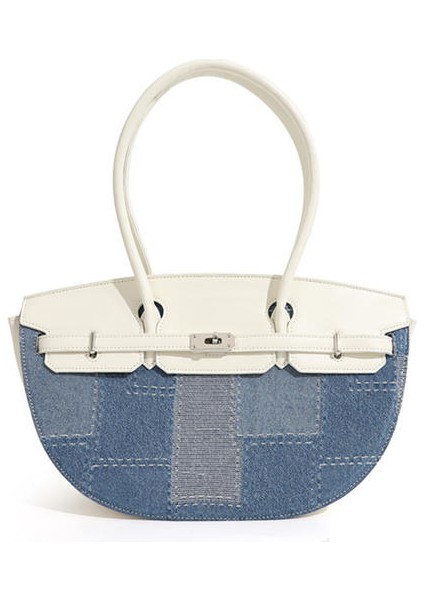 Tuval Kontrast Renk Eyer Tote Çanta.niş Tasarım Bir Omuz Crossbody Kadın Çanta (Yurt Dışından)