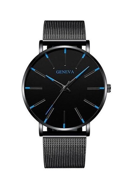 Minimalist Paslanmaz Çelik Erkek Saati (Mavi W ve Siyah W) (Yurt Dışından)