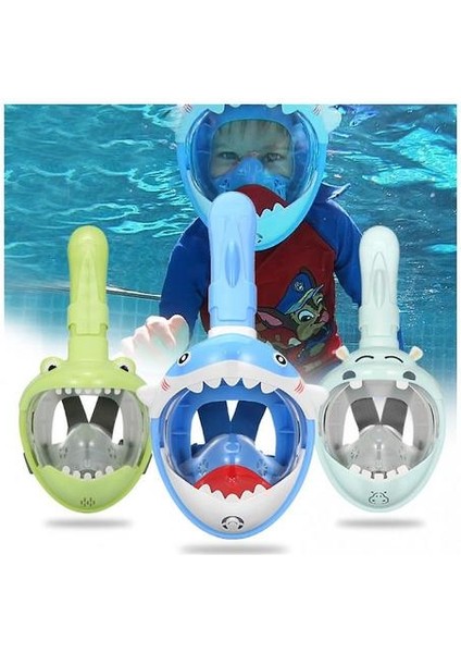 Tam Kuru Çocuk Şnorkel Tam Yüz Maskesi Karikatür Anti-Sis Dalış Maskesi (Mavi) (Yurt Dışından) modelleri
