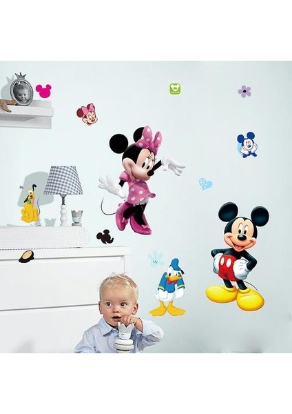 Mickey Minnie Dekoratif Karikatür Sevimli Pvc Duvar Çıkartması Komik 3D Duvar Çıkartmaları Yatak Odası Zemin Duvar Kağıdı Anime Duvar Sanatı (Yurt Dışından)