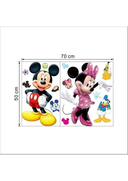 Mickey Minnie Dekoratif Karikatür Sevimli Pvc Duvar Çıkartması Komik 3D Duvar Çıkartmaları Yatak Odası Zemin Duvar Kağıdı Anime Duvar Sanatı (Yurt Dışından)