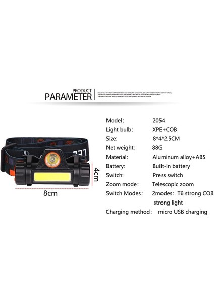 Sensör Xp G Q5 Far Başkanı Lamba Far Su Geçirmez 2500LM Cob LED USB Şarj Edilebilir Dahili 18650 Batarya Çalışma Işığı 10 W | Farlar (Yurt Dışından)