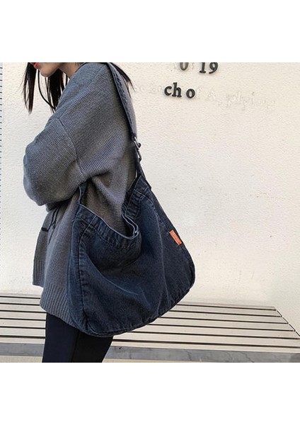 Basit ve Çok Yönlü Tek Omuzlu Messenger Çanta, Tuval Büyük Satchel Tote Çanta Kadınları (Yurt Dışından)