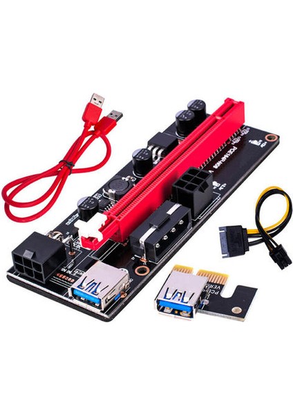 (Kırmızı) 6pın Pcı-E Express Usb3.0 1x TO16X Gpu Genişletici Riser Adaptörü Kart Kablosu Bitcoin (Yurt Dışından)