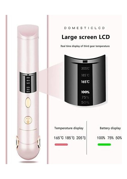 Akülü Saç Düzleştirici, Akülü Düz Saç Düzleştirici, USB Şarj Edilebilir, Mini Seramik Batarya, Ayarlanabilir Sıcaklık, Seyahat Boyutu (Beyaz) (Yurt Dışından)