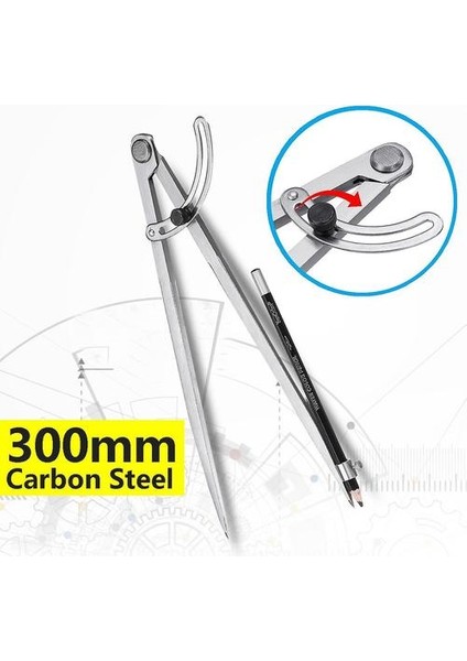 300MM Uzunluk Karbon Çelik Kanat Bölücü Kalem Işaretleme Pusula Daire Maker Ayarlanabilir Scriber (Yurt Dışından) fırsatları