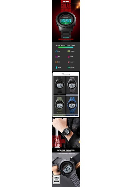 Skmeı 1585 Su Geçirmez LED Dijital Izle Chronograph Alarm Kamuflaj Erkekler Açık (Yurt Dışından)