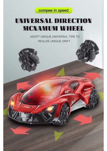 2.4g Çatlak Uzaktan Kumanda Min Sürüklenen Rc Araba Stunt Çok Yönlü 360 Dönen Elektrikli Yarış Araba Modeli Işık Oyuncak | Rc Arabalar (Kırmızı) (Yurt Dışından)