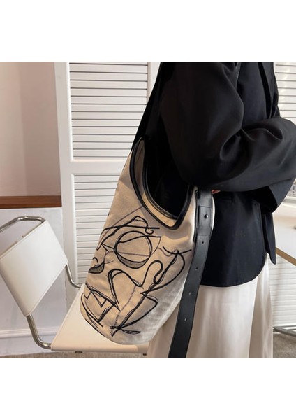 Graffiti Rahat Kova Çantası, Moda Messenger Çantası Kadın Çantası, Çok Yönlü Edebi Retro Omuz Çantası (Yurt Dışından)