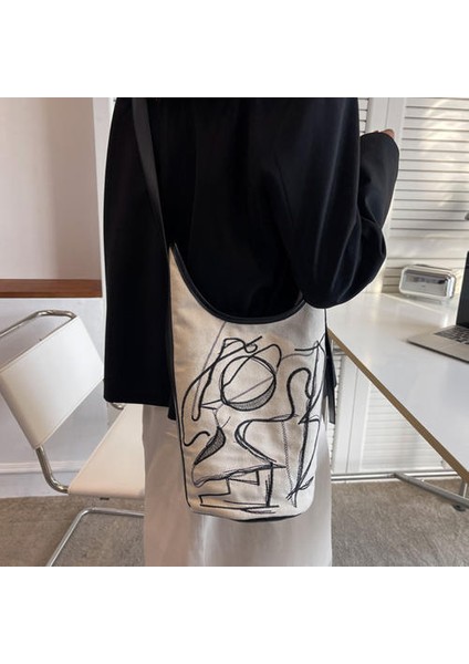 Graffiti Rahat Kova Çantası, Moda Messenger Çantası Kadın Çantası, Çok Yönlü Edebi Retro Omuz Çantası (Yurt Dışından)