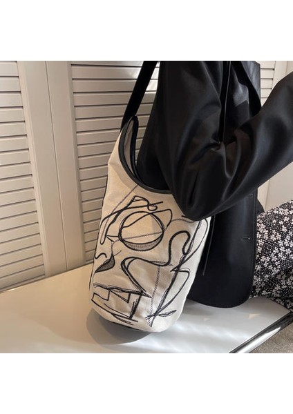 Graffiti Rahat Kova Çantası, Moda Messenger Çantası Kadın Çantası, Çok Yönlü Edebi Retro Omuz Çantası (Yurt Dışından)