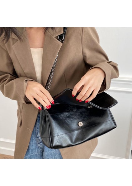 Moda Yumuşak Pu Deri Araba Dikişli Küçük Kare Çanta, Kadın Omuz Crossbody Zinciri Küçük Çanta (Yurt Dışından)